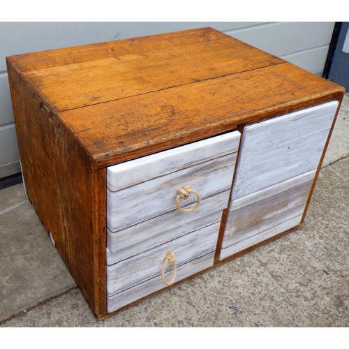 844 - A set of filing drawers, later painted, 51cm wide