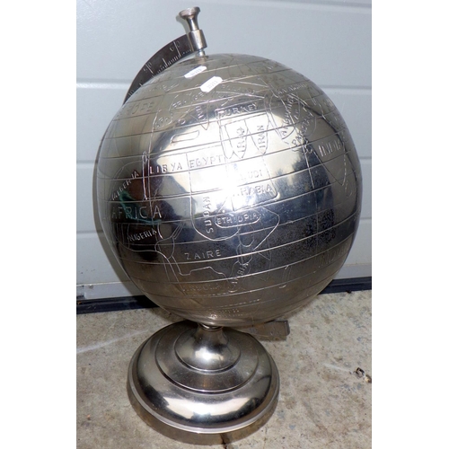 846 - An aluminium globe, 53cm tall