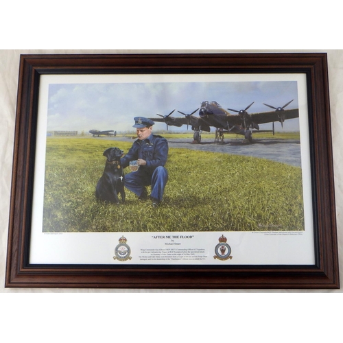 1 - An RAF / AM Astro Compass MkII, WW2 bomber command interest; two WW2 RAF interest prints, one bearin... 