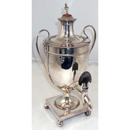 2 - A silver plated urn-shaped samovar.