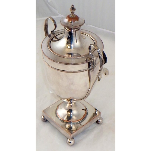 2 - A silver plated urn-shaped samovar.