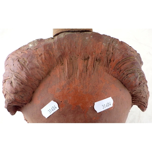 3 - York Minster / Selby Abbey interest: a portrait mask, terracotta on wooden  mount, bearing label 