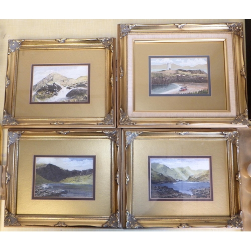 31 - Snowdonia view, painting on board Robert Humphreys Jones, 39 x 30cm; four framed prints after the sa... 