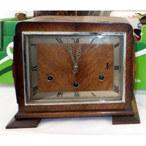 37 - A Westminster chiming mantel clock, metalwares etc.