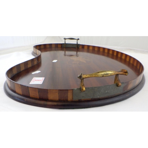 8 - A kidney shaped inlaid tray, early 20th cent