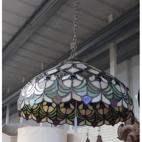 98 - A hanging ceiling light together with a stained glass shade (2)