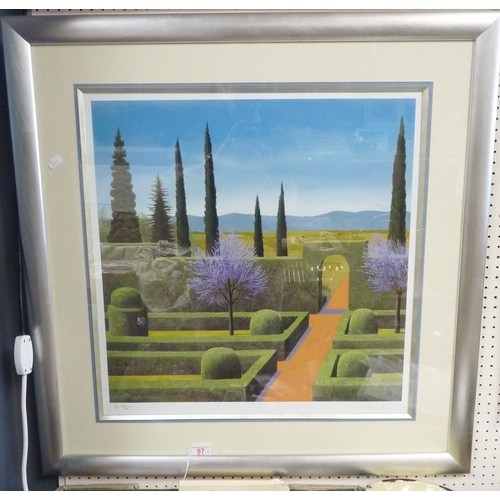 97 - Two Large Astrid Preston garden framed garden scene prints