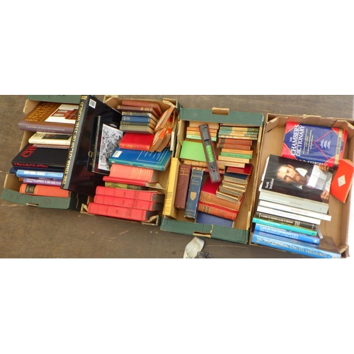 836 - Four boxes of misc books and a qty of prints (5)