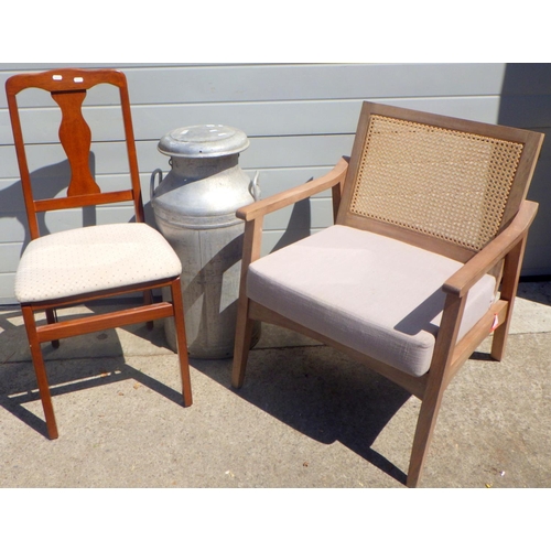 680 - A milk churn together with an easy chair and a side chair (3)