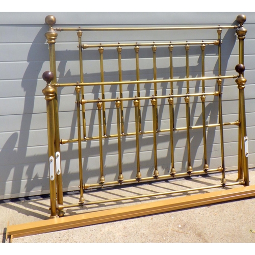 684 - A modern bed frame, 142cm wide, no slats, to go with a divan base, tarnished