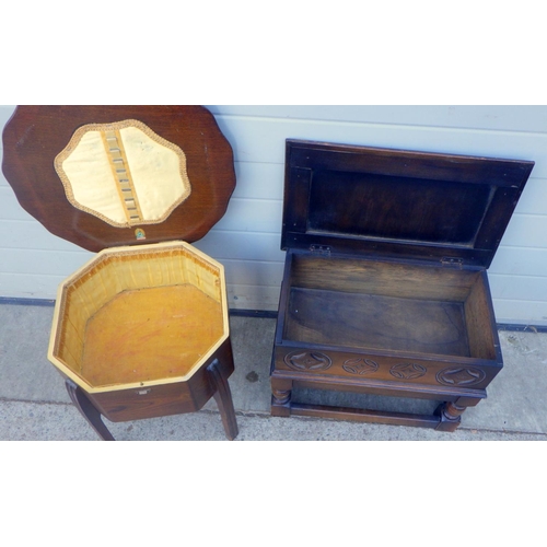 696 - A 1930's sewing box and another lidded box (2)