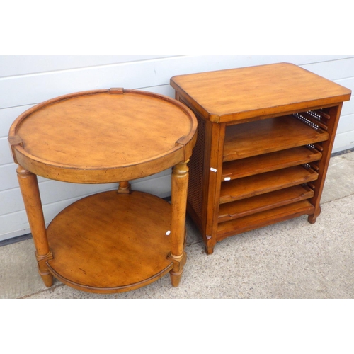 712 - A circular occasional table 64cm across together with a tray cabinet with 4 trays (2)