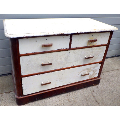 718 - A painted Victorian chest of drawers, 115cm wide