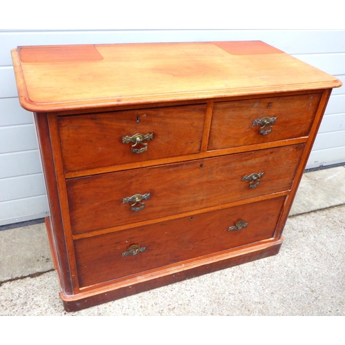 745 - A Victorian mahogany dressing chest, missing mirror, 106cm wide