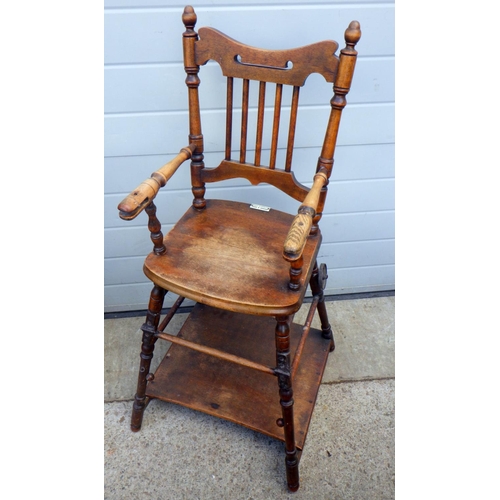 762 - An Edwardian child's chair, missing front rail, with label Briggs & Son