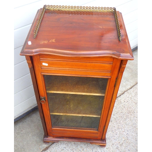 769 - An Edwardian music cabinet with pierced gallery, 49cm wide