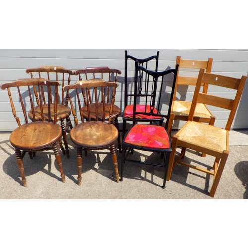 792 - A set of four kitchen chairs (a/f) together with two further pairs of chairs (8)