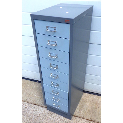 801 - A set of narrow metal filing drawers, 28cm wide