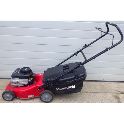 816 - A Mountfield petrol lawnmower with grassbox, push version