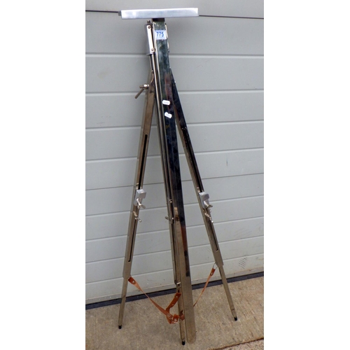 818 - A large chrome three leg adjustable easel