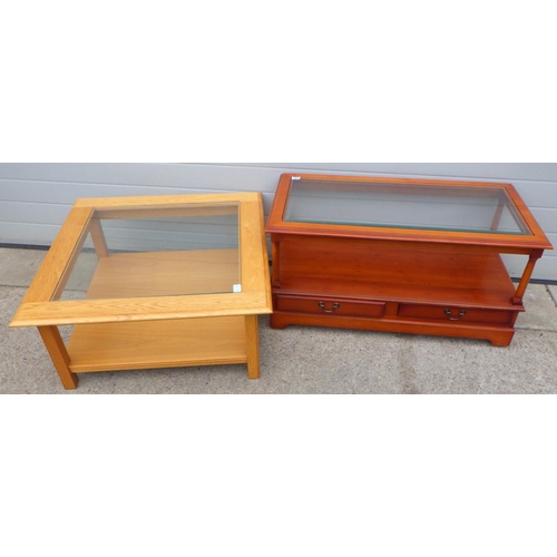 822 - Two glass topped coffee tables