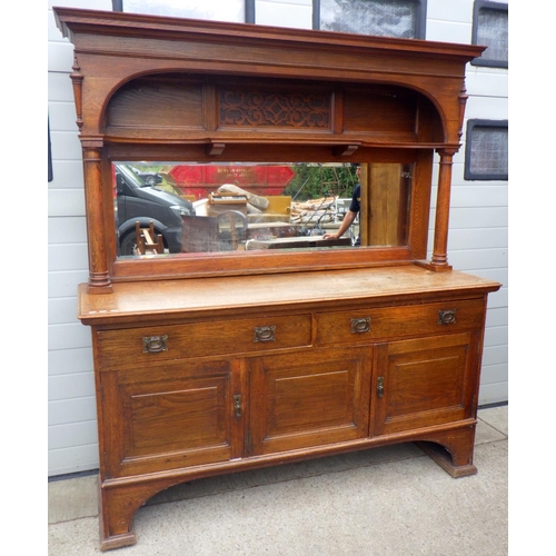 826 - A large Edwardian oak mirrorback sideboard 187cm wide