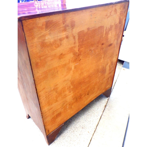 849 - A 19thC mahogany chest of drawers, later plywood back, repair to corner, foot cracked AF 119cm wide