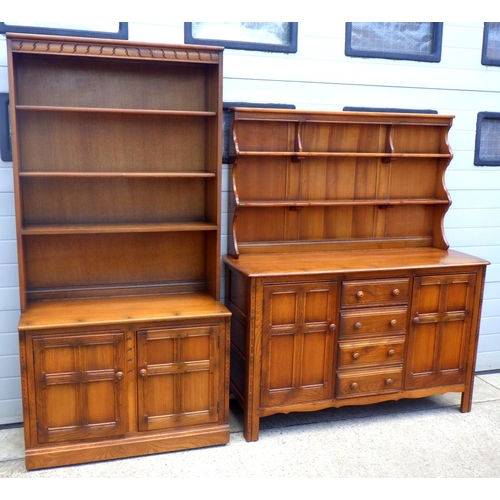 850 - An Ercol dresser with matching bookcase 98 & 148cm wide (2)