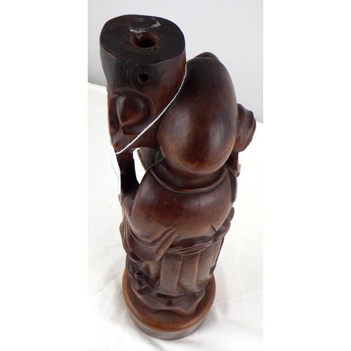 1 - A carved Oriental hardwood figure (lamp base) 42cm tall