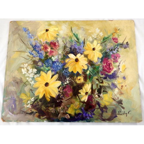 49 - Alexis Alexis '97  large floral oil on canvas  90 x 120cm, af repair
