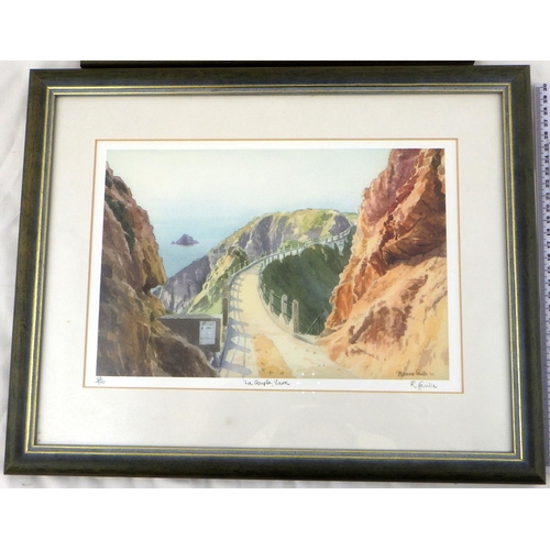 54 - A Rosanne Guille @La Coupee Island of Sark, signed 68/500 print 40 x 33cm together with Barry Owen J... 