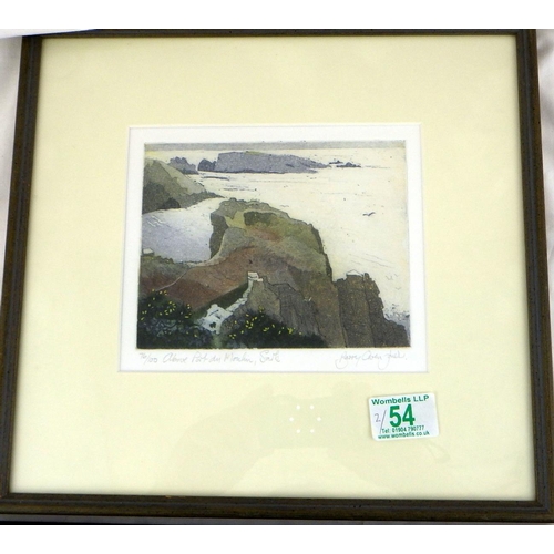 54 - A Rosanne Guille @La Coupee Island of Sark, signed 68/500 print 40 x 33cm together with Barry Owen J... 