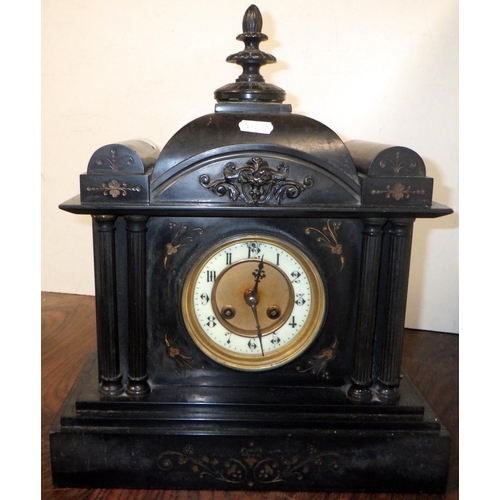 96 - A slate cased mantel clock