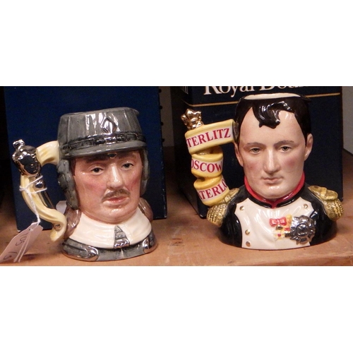 105 - Five Royal Doulton character jugs incl Nelson, Napoleon and Wellington. All boxed