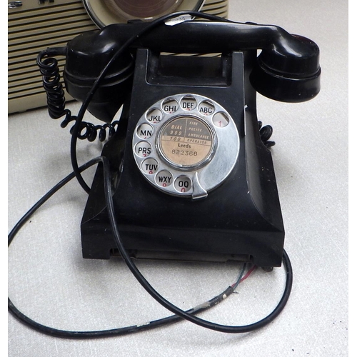 116 - A Bush analogue radio; a GPO rotary dial telephone.  A/F