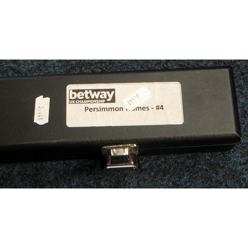 122 - Sporting memorabilia:  Betway UK Championship prize presentation snooker cue bearing indistinct sign... 