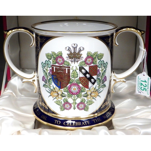 125 - A Spode 1981 Royal Wedding loving cup, numbered 144 / 250, in presentation box; together with 6 matc... 