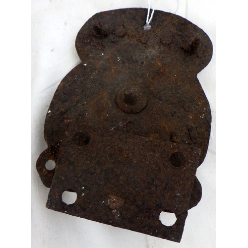 139 - An oak cased door lock, an iron lock mechanism.  Ex. York Minster Stores.