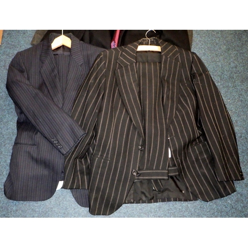 161 - A gentleman's Austin Reed pin strip suit, early 1970s; another suit, an overcoat etc.