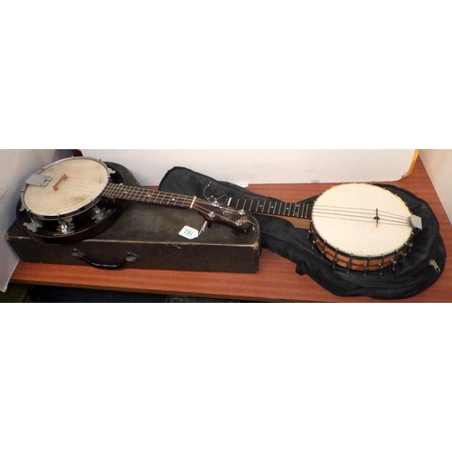 163 - A Melody-Uke banjo ukulele; another unsigned banjo ukulele. (2)