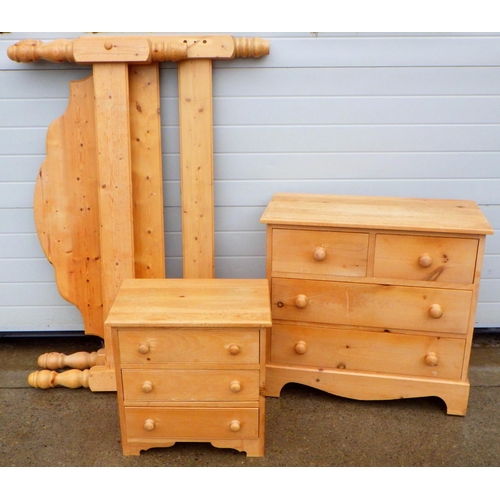 644 - Two modern pine chest of drawers and a pine double bed frame (3)