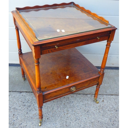 653 - A reproduction burr side table