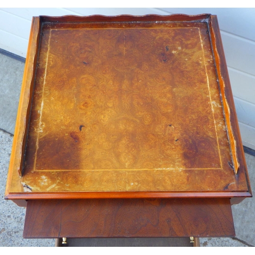 653 - A reproduction burr side table