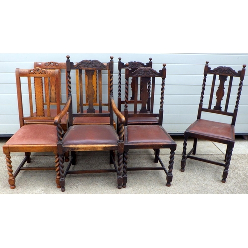 659 - Four + three barley twist chairs (7)