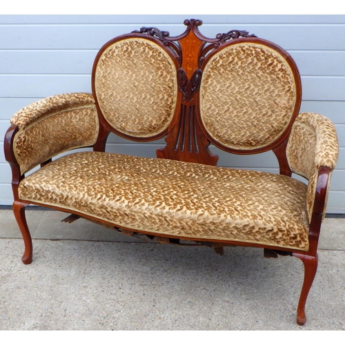 662 - A late Victorian inlaid salon sofa