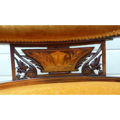 686 - A pair of Victorian inlaid Rosewood salon armchairs (2)