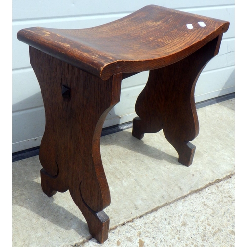 695 - An Arts & Crafts oak stool 42cm tall