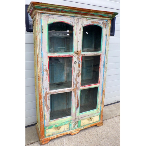 698 - A hardwood painted display cabinet 107 x 165cm