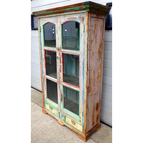 698 - A hardwood painted display cabinet 107 x 165cm