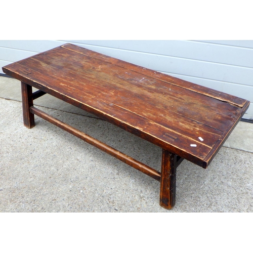 703 - A rustic plank top coffee table 140cm wide